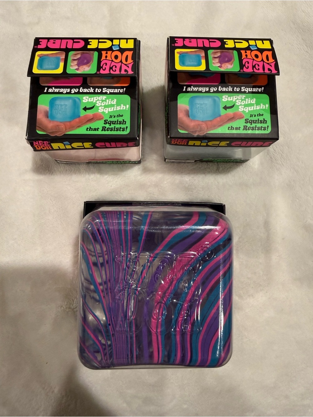 NEEDOH 1 Jumbo Nice Berg Swirl Squish Toy & 2 Nice Cubes Viral Authentic NEW - Picture 3 of 9